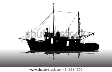 Ship silhouette on the sea