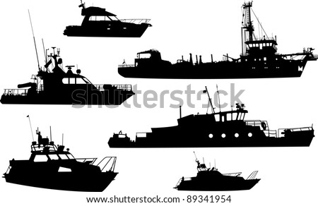 Download Set Silhouettes Sea Yachts Ships Stock Vector (Royalty ...