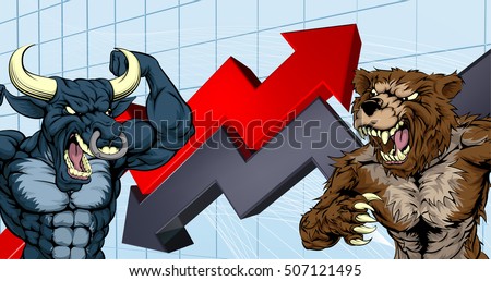 Financial Concept Cartoon Bear Fighting Bull Stock Vector 507121495