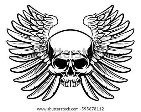 Skull Angel Wings Tattoo Mascot Design Stock Vector 101147896 ...