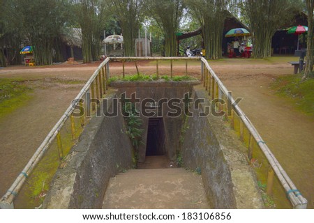 QUANG TRI, VIETNAM - MARCH 13 : Vinh Moc underground tunnel used during B52 carpet bombing between Vietnam war on March 13, 2014 in Quang Tri, Vietnam.