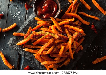Homemade Orange Sweet Potato Fries with Salt and Pepper