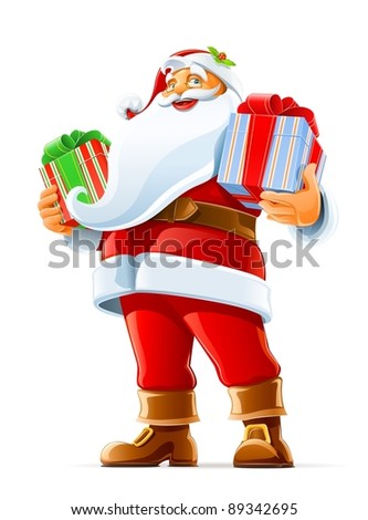 Santa Claus with gift vector illustration isolated on white background