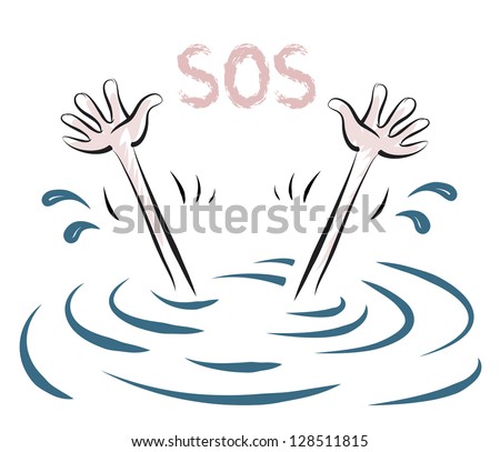 Vector Sketch Water Two Hands Drowning Stock Vector 128511815 ...