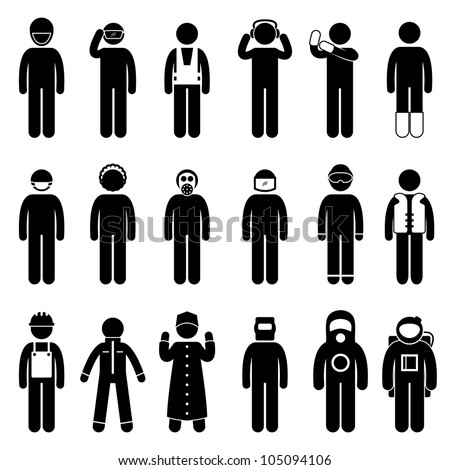 Worker Construction Proper Safety Attire Uniform Wear Cloth Icon Symbol Sign Pictogram