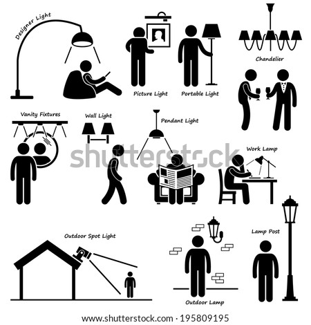 Home House Lighting Lamp Designs Stick Figure Pictogram Icon Cliparts Home House Lighting Lamp Designs Stick Figure Pictogram Icon Cliparts