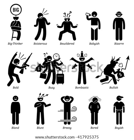 Neutral Personalities Character Traits Stick Figures Stock Vector ...