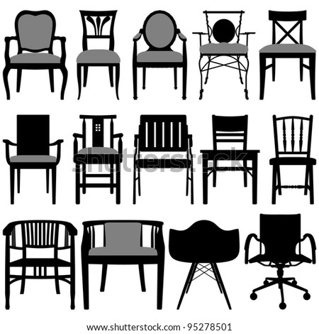 Chair Set Black Stock Vector 66650071 - Shutterstock