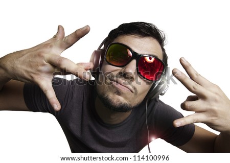Man Screaming Green Eyeglasses On Blue Stock Photo 115654867 - Shutterstock