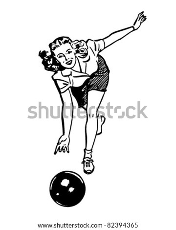 Strike Bowling Ball Pins Retro Clip Stock Vector 59391289 - Shutterstock