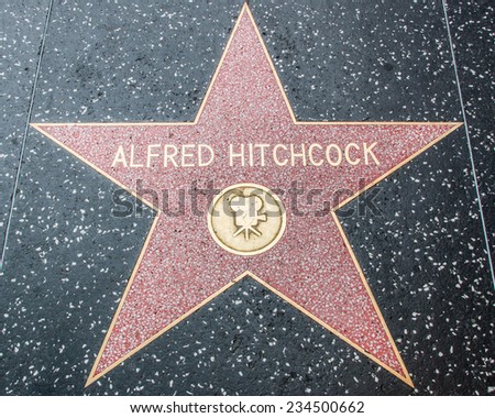 HOLLYWOOD - NOV 11, 2014: Alfred Hitchcock star on the Hollywood Walk of Fame along Hollywood Blvd in downtown Hollywood, California.