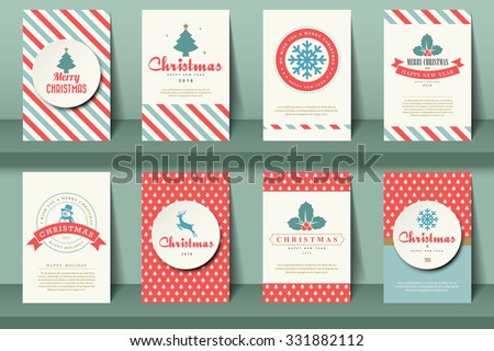 Set of Christmas brochures in vintage style .Vector eps10