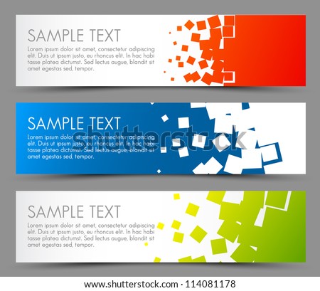 Simple Colorful Horizontal Banners Square Motive Stock 