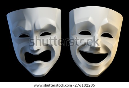 Tragicomic Theater Masks Tragedy Comedy Grotesque Stock Illustration ...