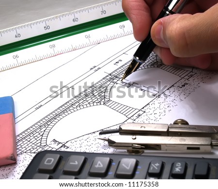 architect drawing a bridge