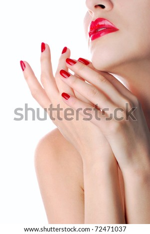 Red lips and manicure