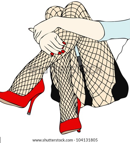 Download Sexy Fishnet Stockings Legs Shoes Seductive Stock Vector ...