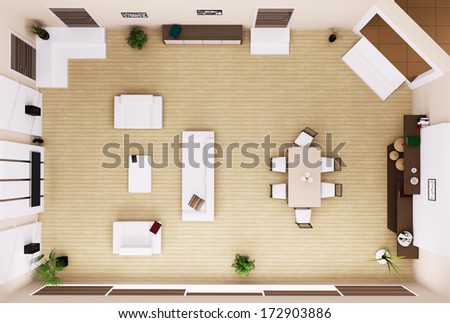 living room design top view