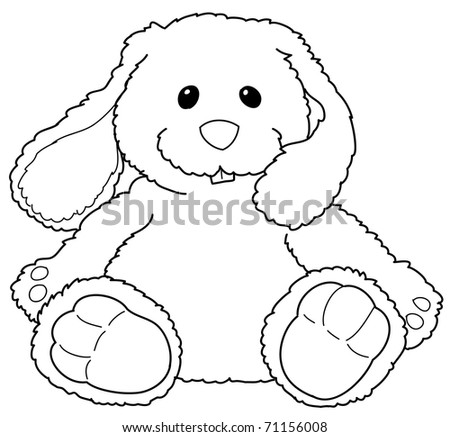 Coloring Black White Stuffed Bunny Stock Illustration  