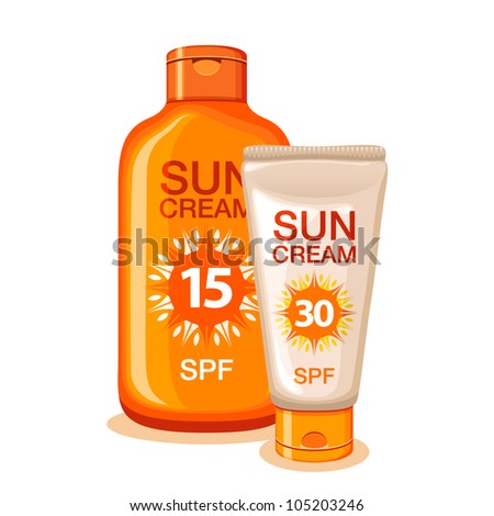 Suntan cream and lotion - stock vector