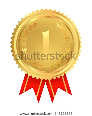 Award Ribbon Golden First Place Winner Stock Illustration 76816066 ...