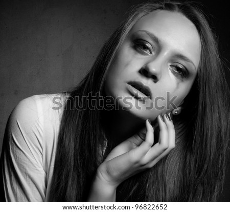 Black White Portrait Sad Lonely Girl Stock Photo 124238728 - Shutterstock