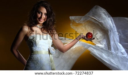Yellow dress with red apples background. Yellow dress with red apples background.