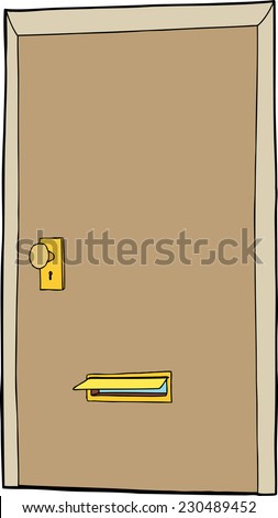 Isolated cartoon door with open mail slot - stock vector