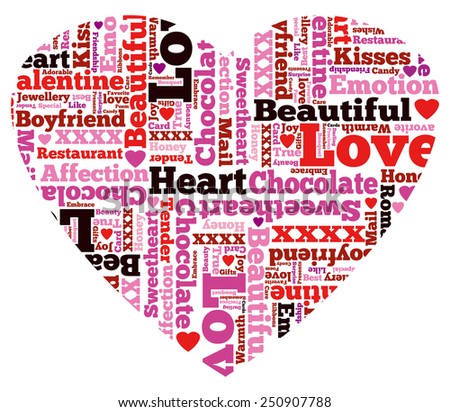 Heart Shaped Beautiful Valentine Themed Typographical Stock ...