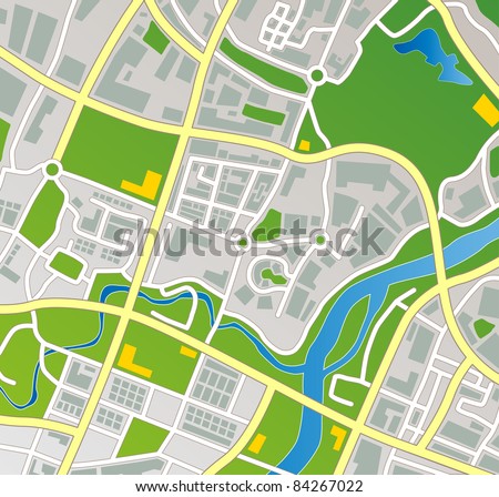 editable vector street map of a fictional generic town