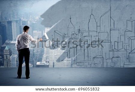 Businessman Elegant Suit Holding Paint Roller Stock Photo ...