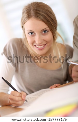 Girl filling <b>application form</b> for business school - stock-photo-girl-filling-application-form-for-business-school-159999176