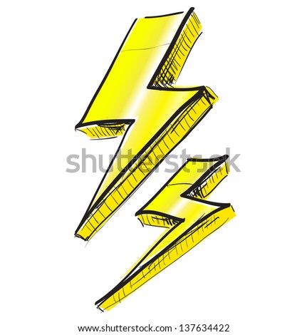 Color Sketch Weather Icons Lightnings Stock Vector 93137641 - Shutterstock