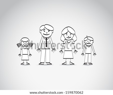 Outline Sketch Family Vector Image Stock Vector 159870062 - Shutterstock