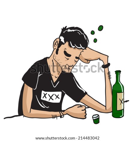 Sad Man Drinking Bar Isolated On Stock Vector 214483042 - Shutterstock