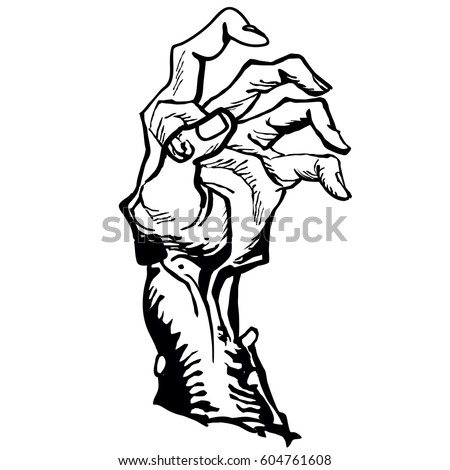 Zombie Hand Emerging Ground Cartoon Illustration Stock Vector 604761608 ...