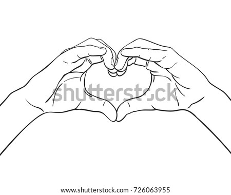 Sketch Hands Showing Heart Shape Gesture Stock Vector