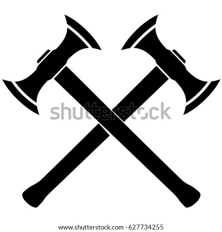 Silhouette Two Crossed Medieval Battle Axes Stock Vector 627734255 ...