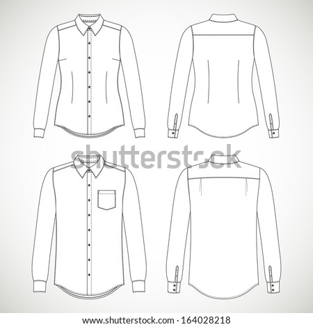 Download Blank Mens Womens Shirt Front Back Stock Vector 164028218 ...