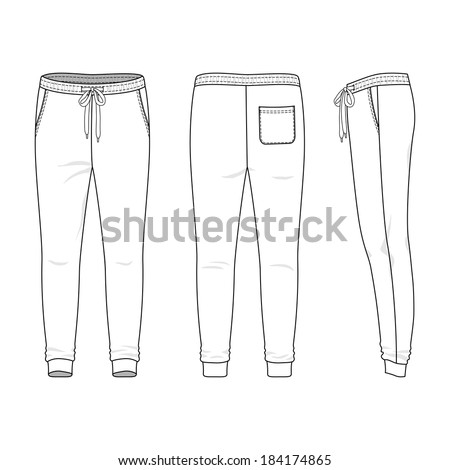 Download Blank Mens Sweatpants Front Back Side Stock Vector ...