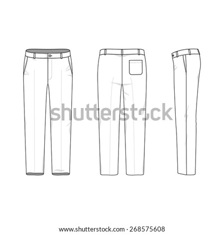 Blank Mens Trousers Front Back Side Stock Vector 268575608 - Shutterstock