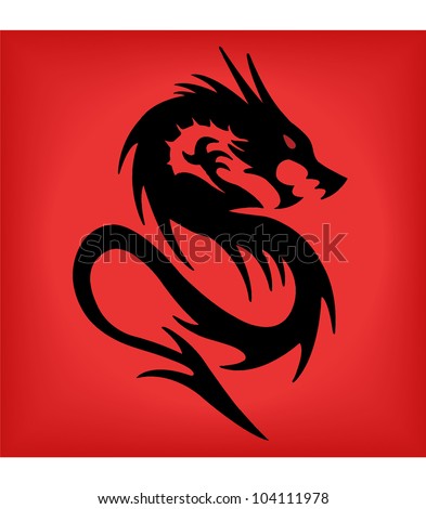 Black Dragon On Red Background Stock Vector 104111978 - Shutterstock