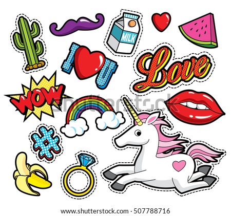 Fashion Patch Badges 80s90s Style Vector Stock Vector 508084672 ...