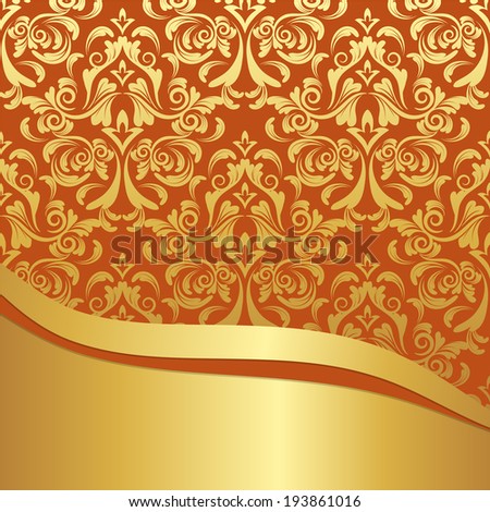 vector invitation card with damask pattern and golden design elements