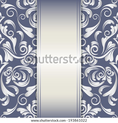 vector invitation card with damask pattern and silver design elements