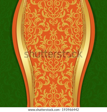 vector invitation card with damask pattern and golden design elements