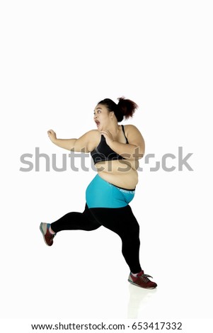 Slim Women Jogging Be Opposed Fat Stock Vector 279833105 - Shutterstock