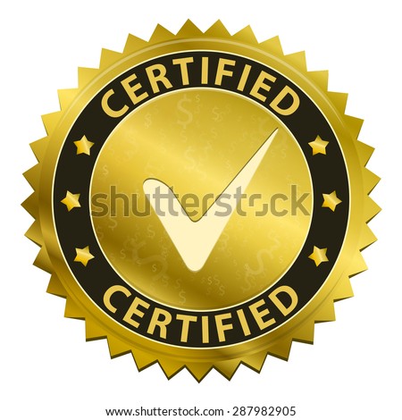 Certified Gold Label Tick Icon Isolated Stock Vector 287982905 ...