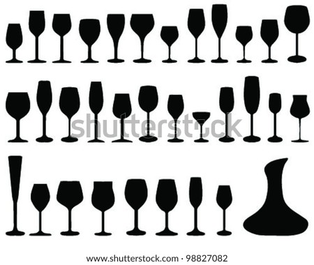 wine glass silhouettes, vector