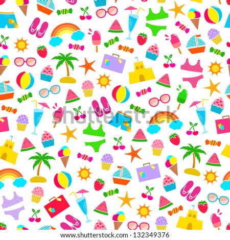 seamless pattern with colorful summer icons (JPEG available in my gallery)